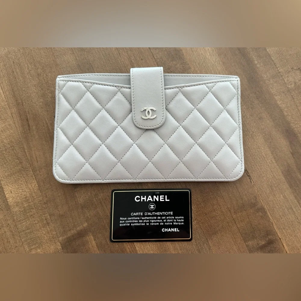 🩶 NWT Chanel Classic Gray 2 Set Pouch Long Wallet - 2 Pieces 🩶